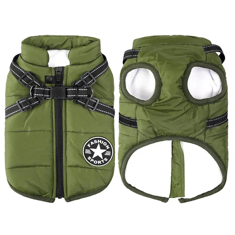 Waterproof Winter Dog Jacket With Built In Harness 