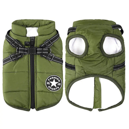 Waterproof Winter Dog Jacket With Built In Harness 