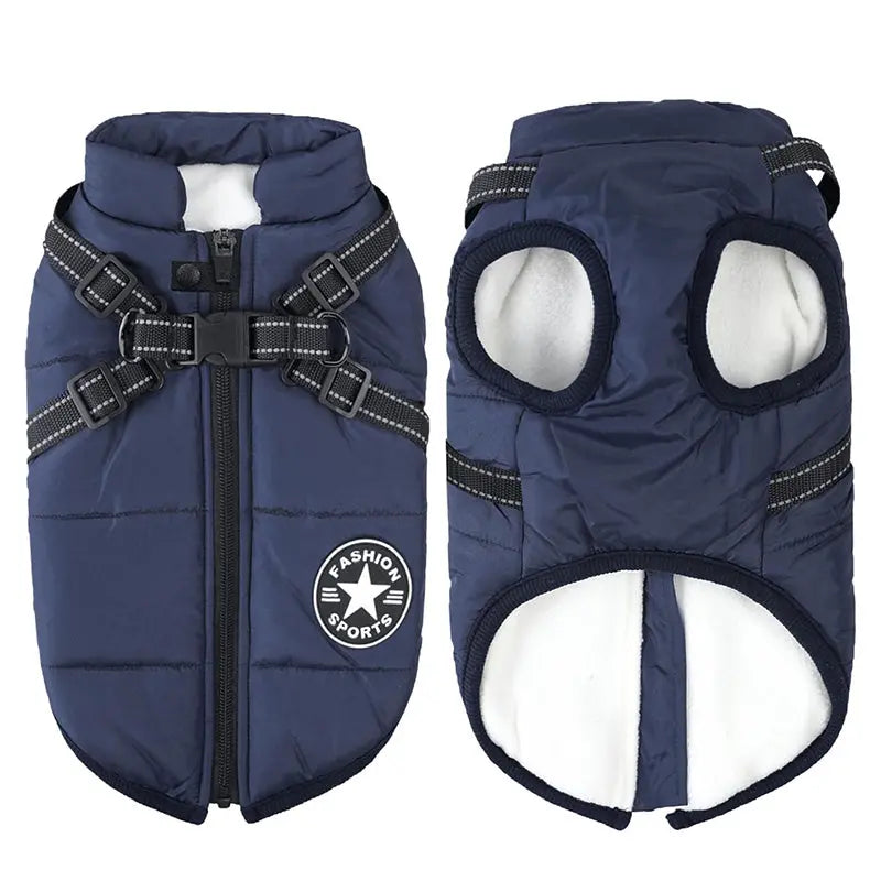 Waterproof Winter Dog Jacket With Built In Harness 