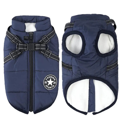Waterproof Winter Dog Jacket With Built In Harness 