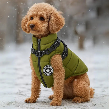 Waterproof Winter Dog Jacket With Built In Harness 