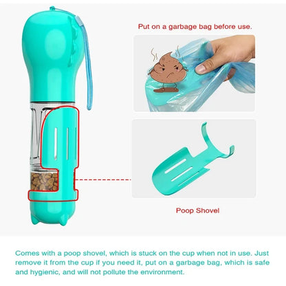 4 in 1 Portable Dog Water Bottle and Travel Feeder