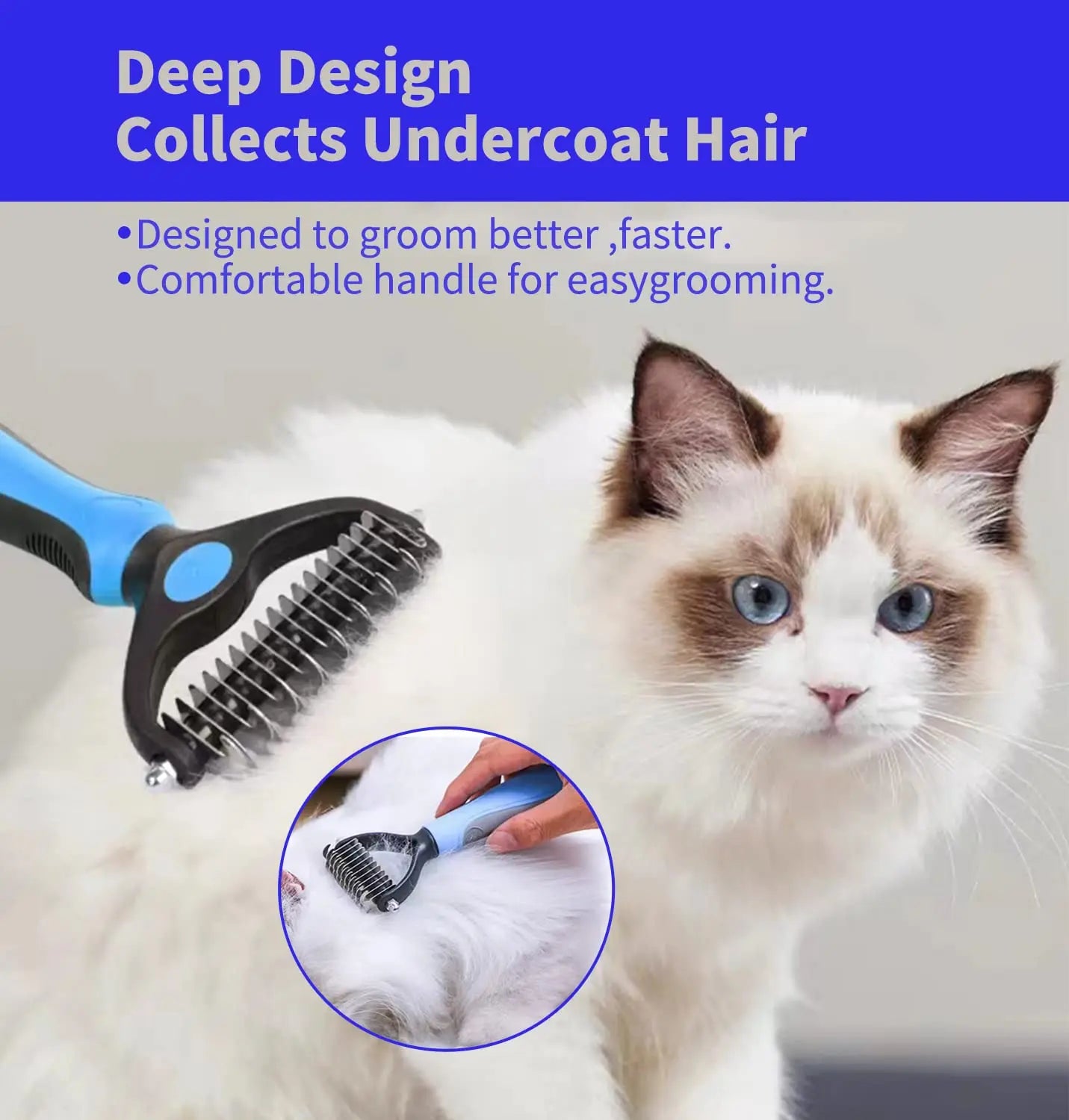 Professional Pet Deshedding Brush for Dogs and Cats