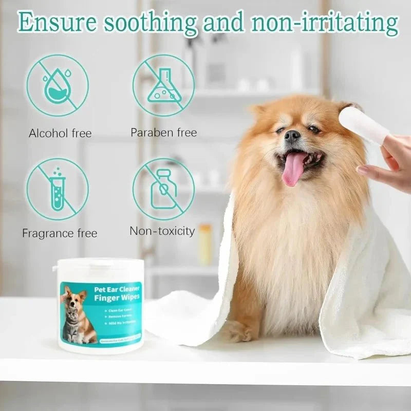 Pet Ear Cleaning Wipes for Dogs and Cats