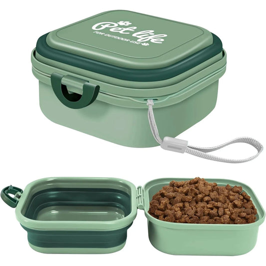 Foldable 2 in 1 Dog Travel Bowl With Lid