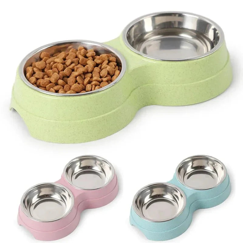 Stainless Steel Double Pet Bowl Set