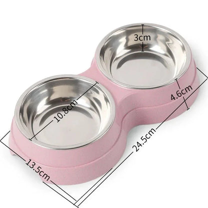 Stainless Steel Double Pet Bowl Set