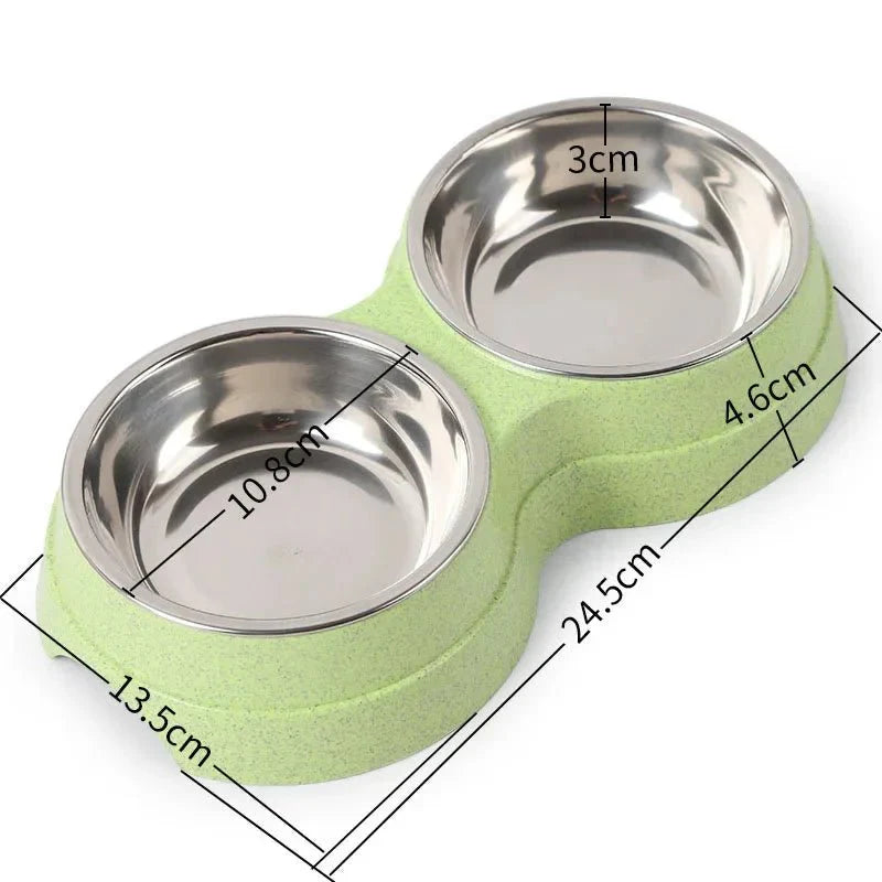 Stainless Steel Double Pet Bowl Set