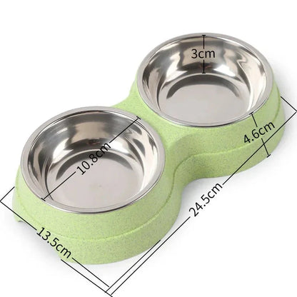 Stainless Steel Double Pet Bowl Set