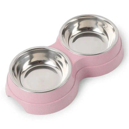 Stainless Steel Double Pet Bowl Set