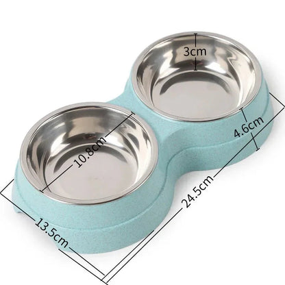 Stainless Steel Double Pet Bowl Set