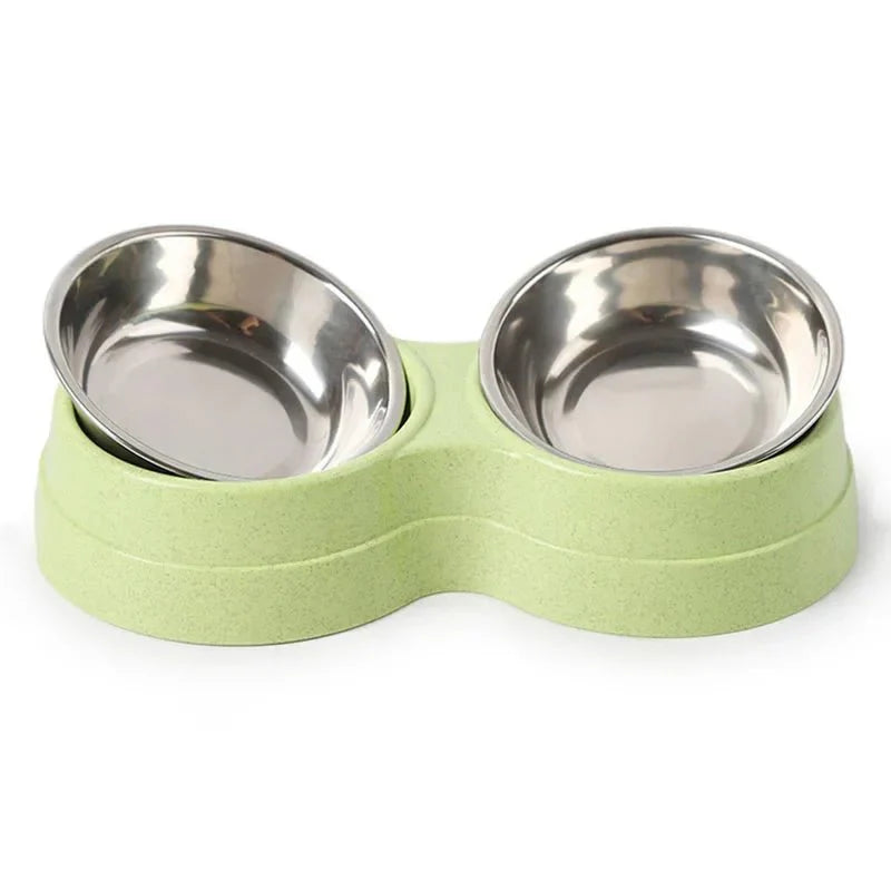 Stainless Steel Double Pet Bowl Set