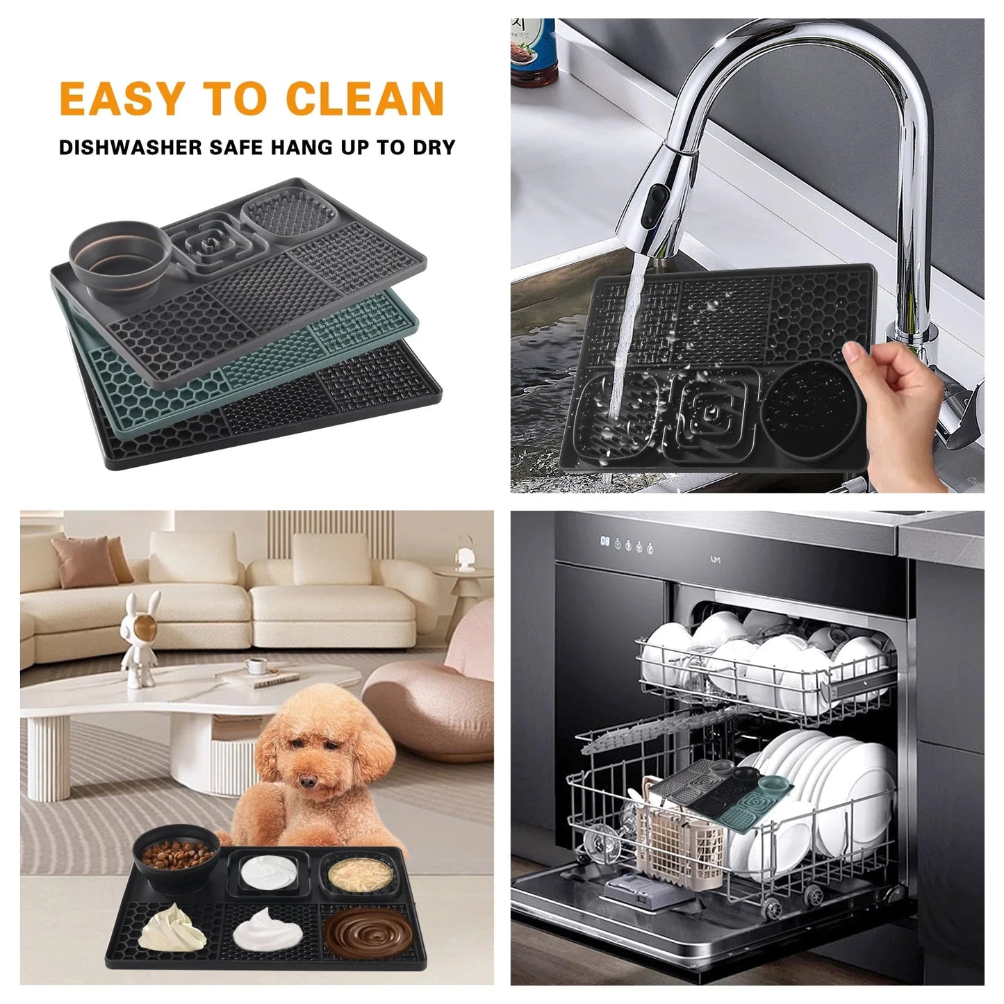 3 in 1 Silicone Slow Feeder Lick Mat for Dogs