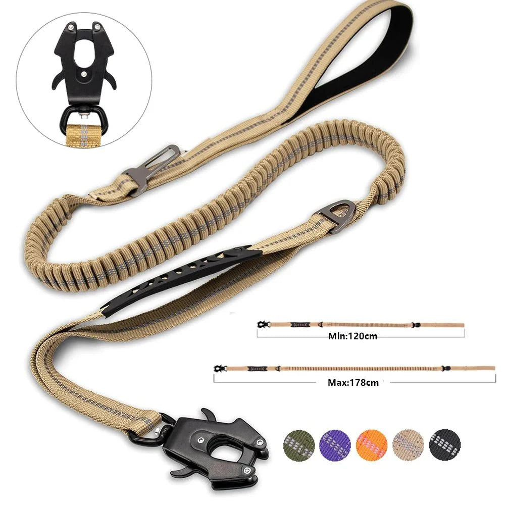 Reflective Bungee Dog Leash With Dual Handles