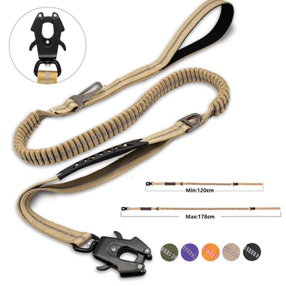 Reflective Bungee Dog Leash With Dual Handles